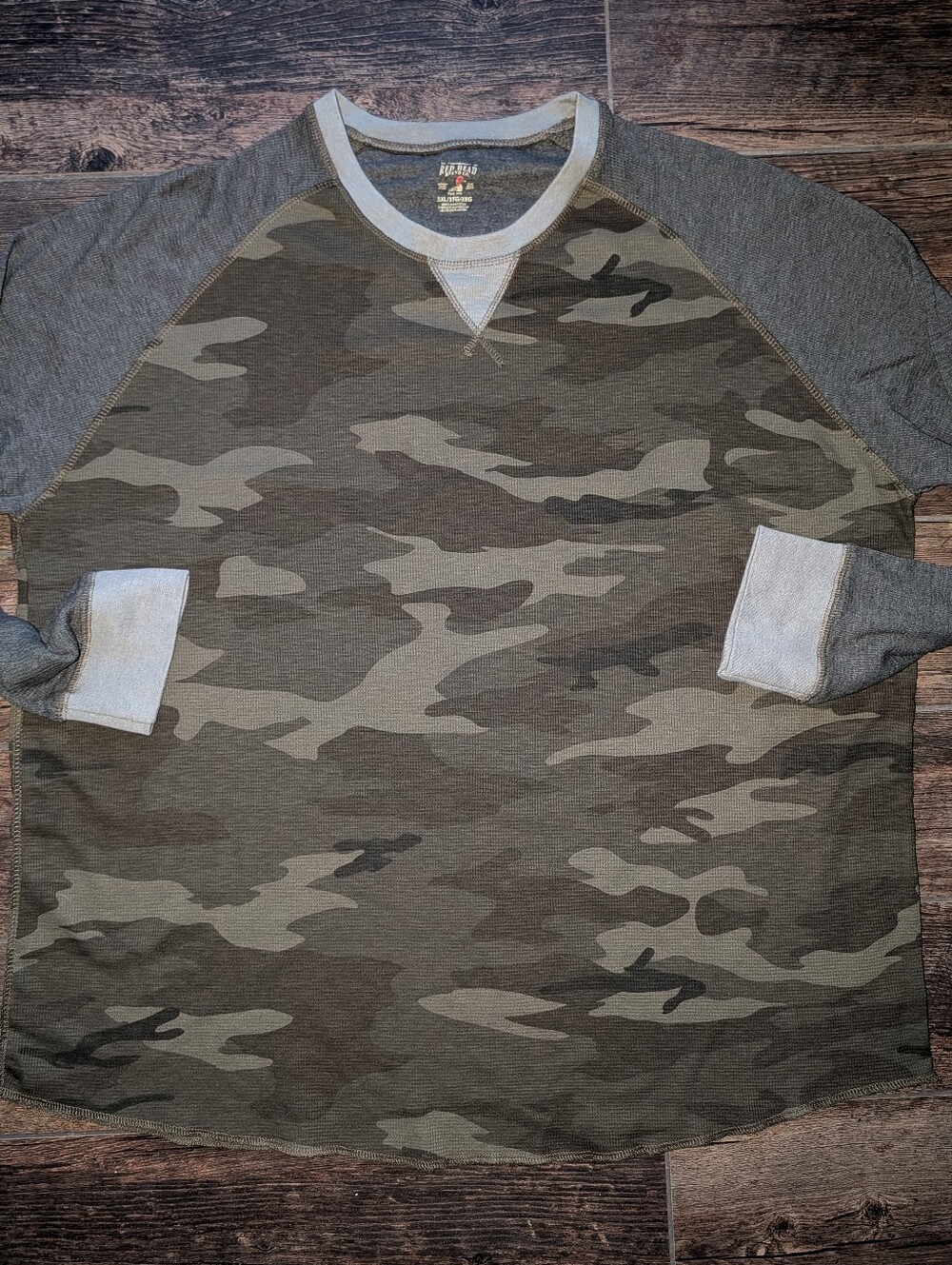 Red Head Camouflage Henley Long Sleeve Hunting Casual Outdoors Shirt Mens 3XL